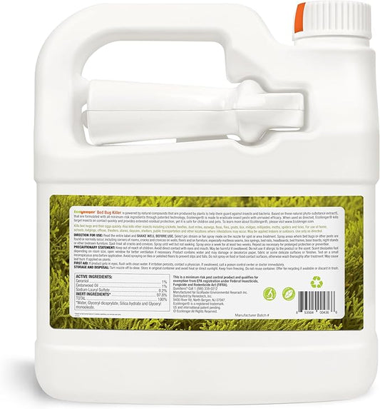 Bed Bug Killer 64 oz EcoVenger by EcoRaider, 100% Kill Efficacy, Bedbugs & Mites, Kills Eggs & The Resistant, Lasting Protection, USDA BIO-Certified, Plant Extract Based & Non-Toxic, Child & Pet Safe