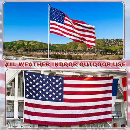American Flag 4x6 ft for Outside, Tearproof Super Tough Series, Heavy Duty Spun Polyester, All Weather US Flag High Wind with Embroidered Stars, Brass Grommets, Ultra Durable USA Flags for Outdoor