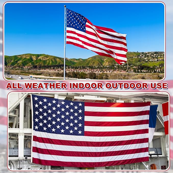 American Flag 6x10 ft for Outside, Tearproof Super Tough Series, Heavy Duty Spun Polyester, All Weather US Flag High Wind with Embroidered Stars, Brass Grommets, Ultra Durable USA Flags for Outdoor