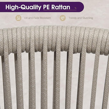 PURPLE LEAF 11 Pieces Patio Dining Set Wicker Outdoor Furniture Rectangular Table and Chairs Set for Garden Deck Aluminum Frame Backyard Kitchen Set, Cushions and Pillows Included Taupe