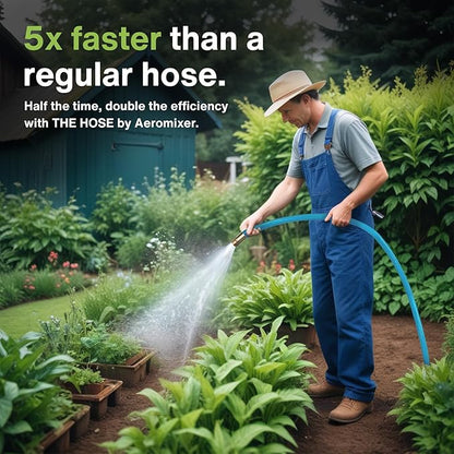 Aeromixer THE HOSE - 1 Inch Garden Hose 50 Ft, Kinkless Commercial Garden Hoses, Heavy Duty Industrial Water Hoses for Outdoors, 650 PSI High-Pressure Watering Tool for Farming and Gardening