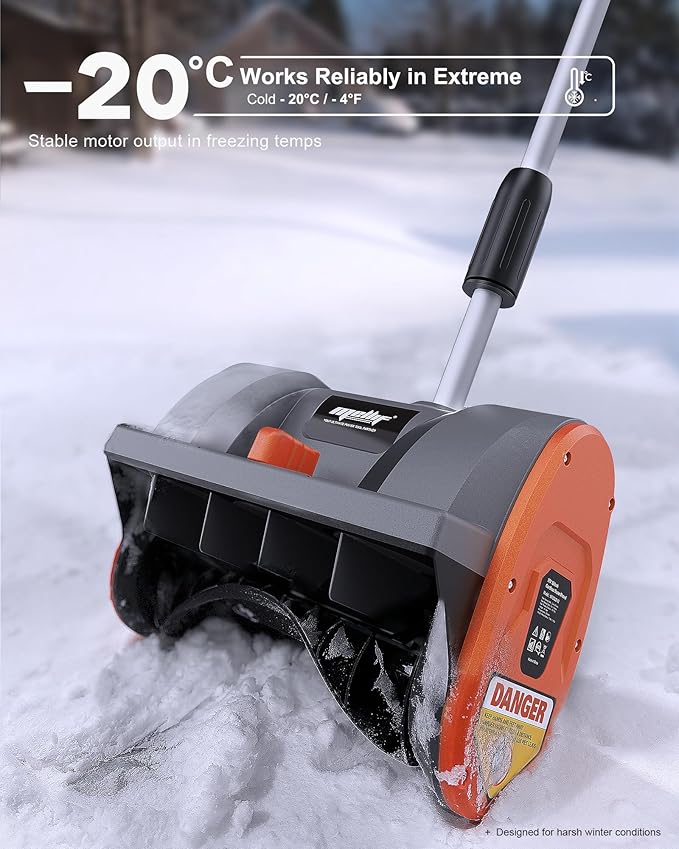 Mellif Cordless Snow Shovel, 12-Inch Brushless Snow Blower Compatible with DeWalt 20V MAX Battery, Includes 4.0Ah Battery & Charger Kit, Lightweight with Adjustable Chute (Gray for Dewalt)