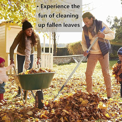 Garden Rake for Leaves, Leaf Rakes Heavy Duty for Yard,Lawn,Shrub,Grass,Mulch, 18" Metal Head,6ft Adjustable Long Handle,Adults Kids Rake for Gardening