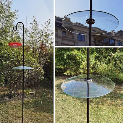 13" Glass Rain Cover for Bird Feeders Outdoors - Baffle on Shepherd Pole/Post or S Hooks Hanging - Large Weather Guard Protective Dome - Clear x 2PC (Dia. 33CM)