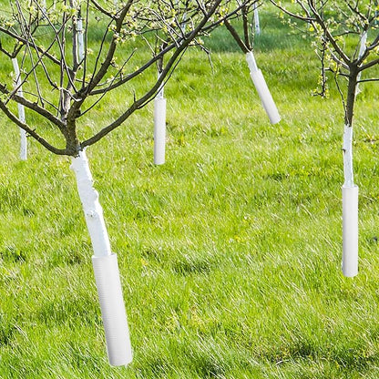 Menkxi 20 Pcs Corrugated Tree Guards Saplings Tree Trunk Protectors from Deer Tree Tubes Guard Tube Wraps to Protect Bark, Sapling from Rodents, Mowers, Animals(White,15.7 x 2, 15.7 x 1.5)
