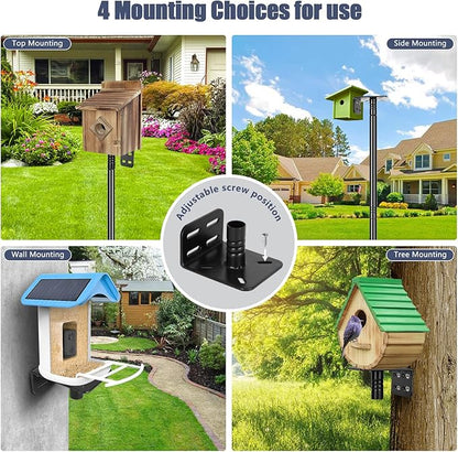 Gtongoko Smart Bird Feeder Pole 63 Inch Bluebird House Pole for Outdoors Weather Station Heavy Duty Metal Mounting Kit Adjustable Bird Feeder Stand Black