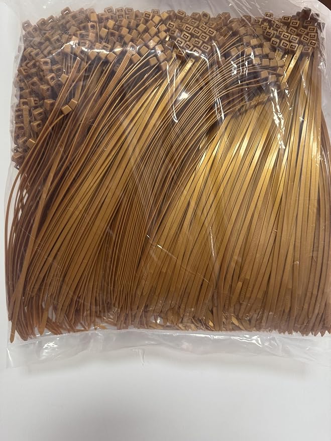 XINGO 1000 PCS Gold Zip Ties 8 Inch, 60 LBS Tensile Strength, Self-Locking Nylon Plastic Nylon PA66 Wire Ties for Indoor and Outdoor Use