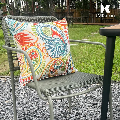 Outdoor Pillows, Pack of 2 Waterproof Decorative Throw Pillows with Inserts, 18”x18” Square Pillows for Bed, Couch, Sofa and Patio Furniture