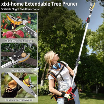 xixi-home 4.2-7.2 Ft Extendable Tree Pruner,Lightweight Tree Trimmers Cut and Hold Pruners,Long Reach Pole Saw Pruning Shears and Hold Branches Bypass Lopper Telescoping Fruit Picker