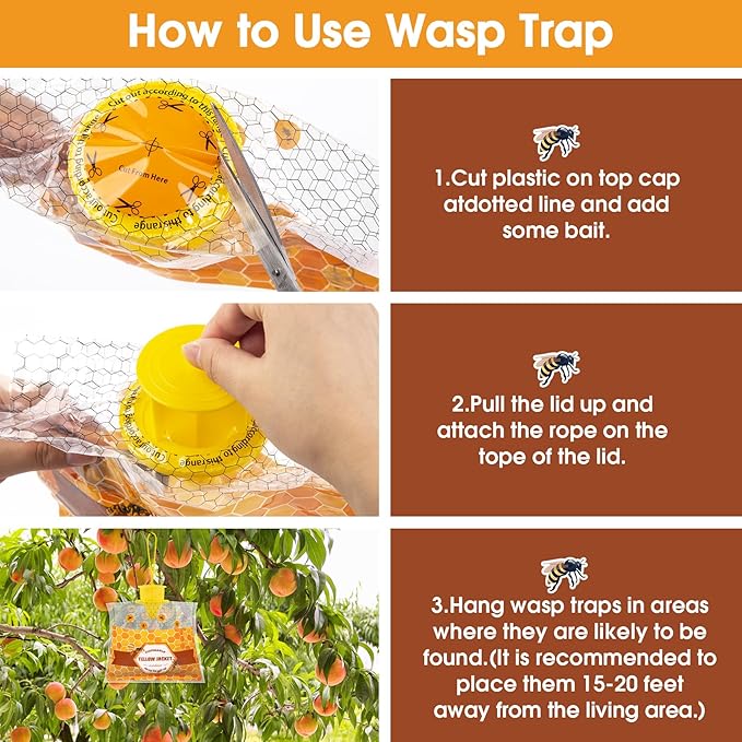 8 Pack Disposable Carpenter Bee Traps for Outside Wasp Traps Outdoor Hanging Yellow Jacket Trap Hornet Trap Bee Killer, Wasp Catcher for Patio, Garden