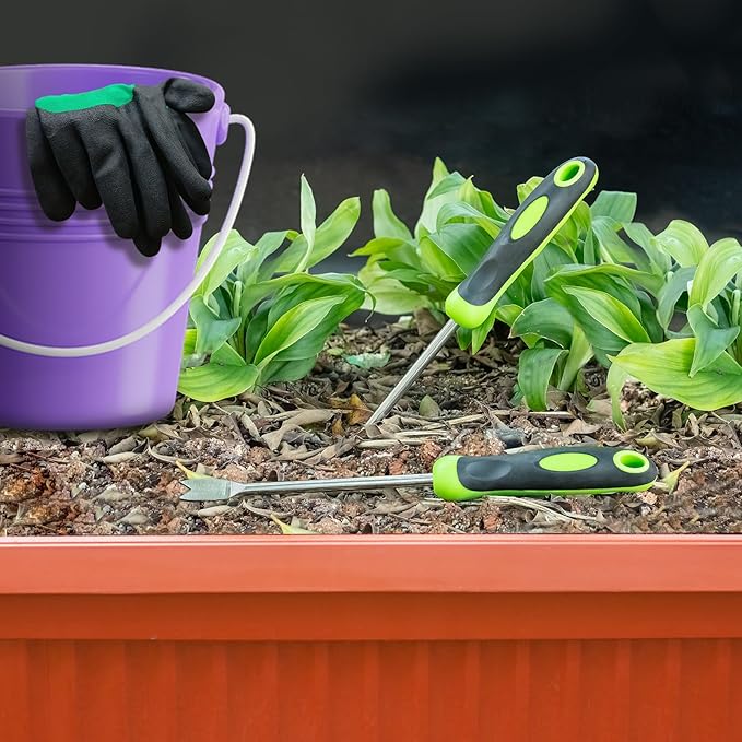 Professional Weed Control Tool -13 Inch V-Shaped Anti-Skid Shovel, Stainless Steel Gardening Manual Tool, Used for Weeding in Courtyards and Gardens, with Gloves Attached