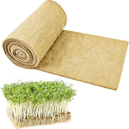1Roll 10" X 236" Microgreen Growing Mat Hemp Fiber Grow Mats Microgreens Growing Kit Jute Hydroponic Pads Indoor Organic Production for Microgreen Starter Tray Wheatgrass Sprouts