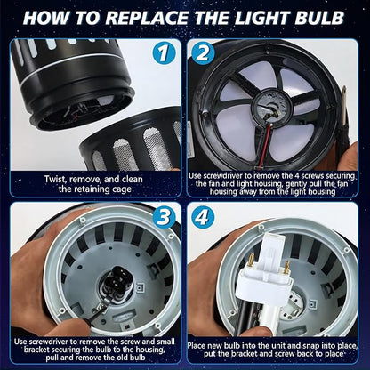 Qualirey 4 Pack 41050 7W Replacement Bulb, Upgraded 2 Color Mosquito & Insect Trap Bulb, Compatible with Dynatrap DT1050 DT1100 DT1250, 5000H Life, 360 Beam Angle