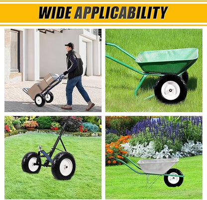 MZREXN 4.80/4.00-8" Flat Free Tire and Wheel, 16" Universal Solid Wheelbarrow Tires, with 5/8" & 3/4" Bearings, 3" Centered Hub for Hand Truck Garden Trailers Utility Cart Yard Wagon (2-PACK, White)