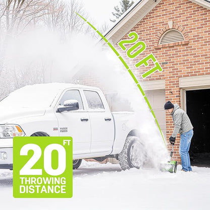 STEELITE 21V Cordless Snow Shovel, 12-Inch Battery Powered Snow Blower with Directional Plate, 20-Feet Snow Throwing Distance, 4.0Ah Battery & Quick Charger Included