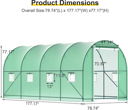 GOJOOASIS Greenhouse Outdoor Green House for Outside Winter Heavy Duty Large Walk-in Green Garden Hot House Portable Greenhouses for Backyard Arch Gardening Plant Shed (15'x7'x7')