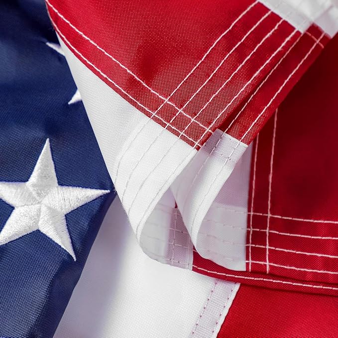 3 x 5 American Flag 3x5 ft: Long Lasting US Flag, Heavy Duty Nylon, Embroidered Stars, Sewn Stripes, Brass Grommets, UV Protection Perfect for Outdoors! USA Flag