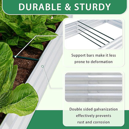 6x3x1 Ft Planter Raised Bed with Cover, Metal Planter Box with Cover, Planters Small Antifreeze Greenhouse Kit for Outdoor Plants, Flower, Galvanized Garden Bed Planter Gardening Supplies