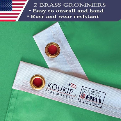 Double Sided Ireland Flag 4x6 Made in USA Outdoor Heavy Duty 3 Ply Polyester Irish Flag with White Starting Tape and 2 Brass Grommets