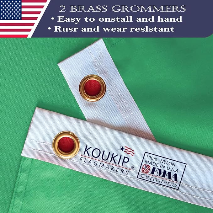 Double Sided Ireland Flag 2x3 Made in USA Outdoor Heavy Duty 3 Ply Polyester Irish Flag with White Starting Tape and 2 Brass Grommets
