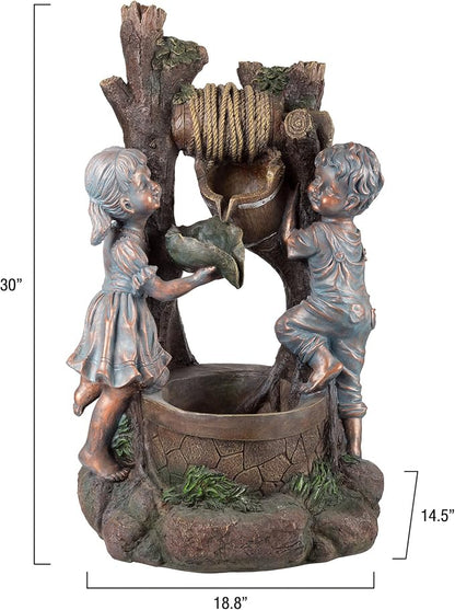 Pure Garden W150178 Lighted Antique Design Outdoor Water Fountain, Bronze
