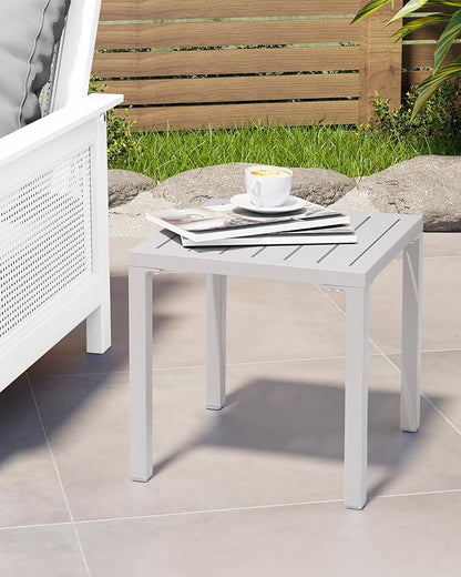 Crestlive Products Aluminum Outdoor Side Table Set of 2, Pool Lounge Chair Side Table, Weather Resistant Small Square Coffee End Table for Patio, Yard, Garden, Porch, Deck, Outdoor