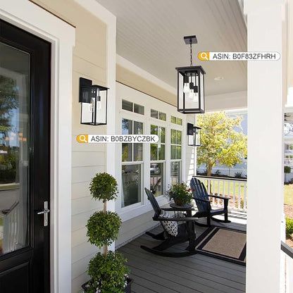 TODOLUZ 3-Light Large Outdoor Pendant Light Fixtures with Height Adjustable, Porch Hanging Lighting E26 Bulb Base in Oil Rubbed Bronze, Exterior Ceiling Lamp for Entrance Patio Garden