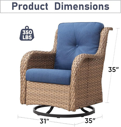 Swivel Rocker Patio Chairs：Patio Swivel Rocker Chairs Set of 2, Outdoor Swivel Rocker Patio Chairs, Yellow/Blue