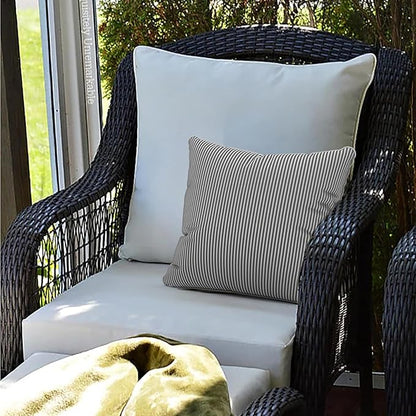 LVTXIII Outdoor Throw Pillows 20x20 Patio Waterproof Square Pillows with Piping Fade Resistant Accent Pillow for Spring Summer Garden Decoration, Set of 2, Strip Grey
