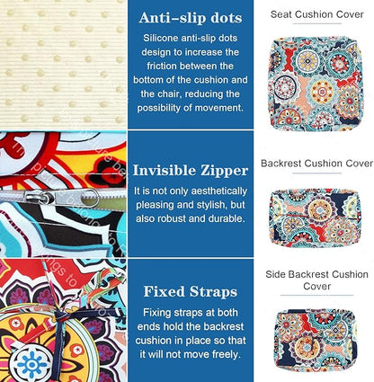 14 PCs Patio Cushion Covers for 7 PCs Outdoor Furniture Sectional Seating Sets Water Resistant Plus 2 Throw Pillows (Mandala, 23.6 * 23.6 * 3.5 in-14)