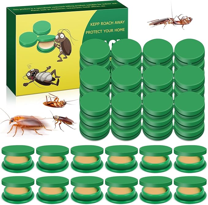 48 Pack Cockroach Gel Bait & Roach Killer Indoor for Home, Powerful Roach Repellent Bait Trap Infestation Solution, Easy to Use Cockroach Deterrent Indoor Outdoor for Kitchen Home RV Corner Pet Safe