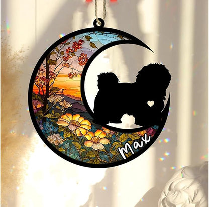 Personalized Dog Memorial, Custom Name Havanese Dog Christmas Ornament with Name, Custom Breeds, Pet Loss Light Catcher, Gifts for Lovers Loss of Pet Sympathy on Mothers Day Christmas