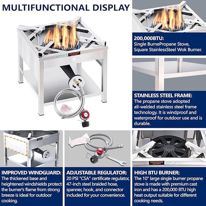 ARC 100QT Stainless Steel Pot with 200,000 BTU Propane Burner - Seafood Boil Pot, Crab Boil Pot, Lobster Pot, Shrimp Boil Pot, Tamale Steamer Pot with Basket and Turkey Fryer Burner