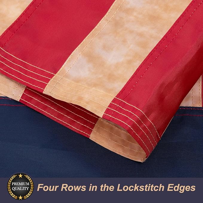 Homissor 1776 Betsy Ross Flag 3x5 Feet Tea-Stained Vintage American Flags Heavy Duty Outdoor Embroidered 13 Star Colonies 1776 Banner for Outside