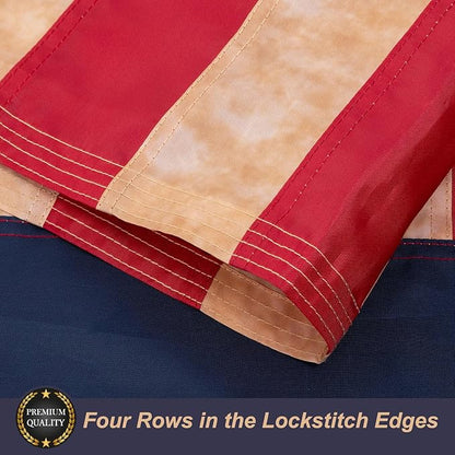 Homissor 1776 Betsy Ross Flag 3x5 Feet Tea-Stained Vintage American Flags Heavy Duty Outdoor Embroidered 13 Star Colonies 1776 Banner for Outside