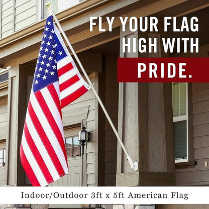 American Flag 3x5 Made in USA | Heavy Duty 400D Oxford Nylon for High Winds | Quadruple Stitched Fly End | Embroidered Stars & Sewn Stripes | Brass Grommets | U.S. Flag