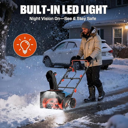 SENIX Corded Snow Blower,18 Inch Snow Thrower, Electric Snow Blower with 8" Clearing Depth, 600lbs/min, Max 33ft Throw Distance, 14Amp,1700 Watt Motor, 4 LED Lights