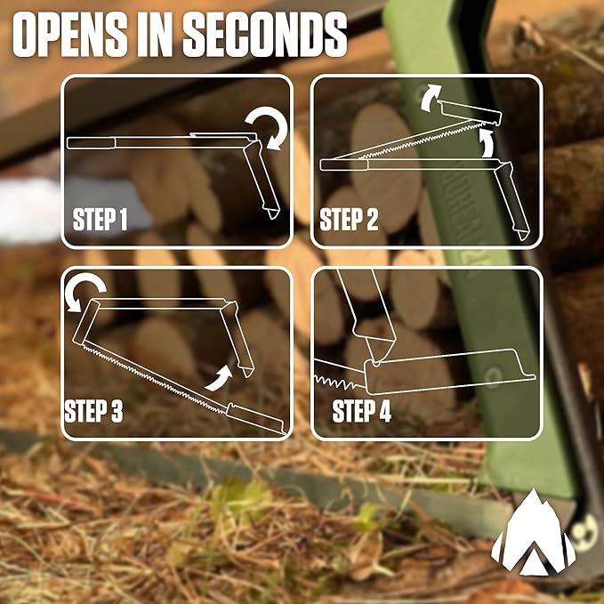 AGAWA - BOREAL24 Backwoods Kit - Includes 24" Folding Saw, Leather Sheath, 24" All-Purpose & 24" Aggressive Saw Blade - For Camping, Hunting & Survival Kit (Black Frame/Green Handle)