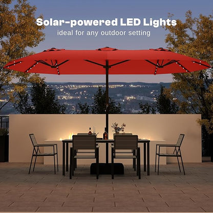 13FT Double Sided Patio Umbrella with LED Lighted