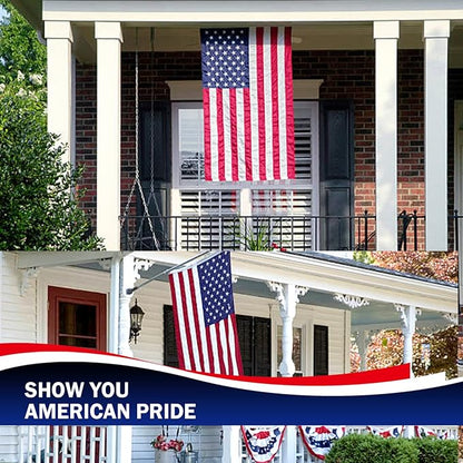 Homissor American Flag 10x15 Ft US USA Flags Large United State Flag Heavy Duty Outdoor Embroidered Stars for All Weather High Wind Sewn Stripes With 5 Brass Grommets