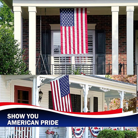 Homissor American Flag 10x15 Ft US USA Flags Large United State Flag Heavy Duty Outdoor Embroidered Stars for All Weather High Wind Sewn Stripes With 5 Brass Grommets