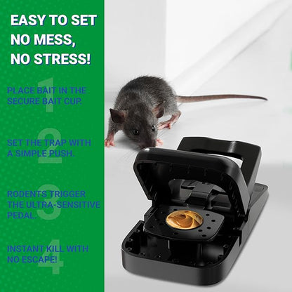 Mouse Traps Indoor for Home - 6 Pack Reusable Rat Trap, Touch-Free Snap Trap, Heavy Duty Mouse Catcher for Indoor & Outdoor Use, Instantly Kill Mice and Rodents