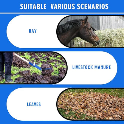 Tandefio 1 Pack Pitchfork Replacement Head Metal Horse Manure Rake Gardening Pitch Fork with Angled Tines for Horse Stall Poop Picking up(Blue)