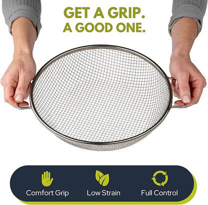 Round Soil Sifter for 5-Gallon Bucket (1/4-inch Mesh), Stainless Steel Garden Sieve with Handles