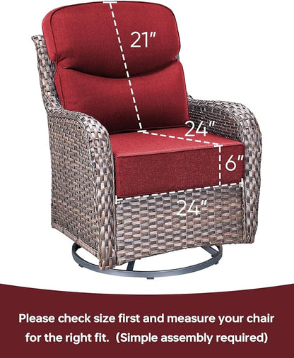Luxury 24x24x6 Inch Smile Outdoor Cushions - 1 Set Deep Seat Water-Resistant Patio Furniture Replacement Cushion for Wicker Rattan Wood Metal Chair Glider Rocker Loveseat Sofa - Red