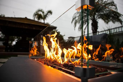 AMS Creations | Chelsea 55 inch Rectangular Wavy Dark Gray Concrete GFRC Propane Gas Fire Table Pit