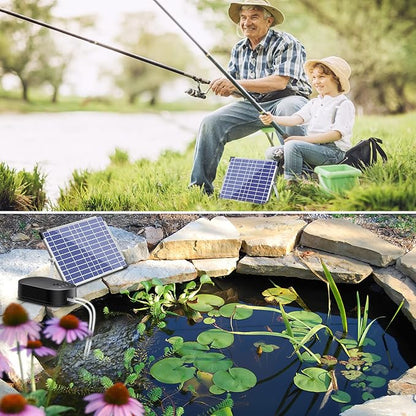 NFESOLAR 15W Large Solar Pond Aerator, Solar Aerator for Ponds with 4400 mAh Battery Backup and 2 Air Outlets, Low Noise Solar Air Pump Outdoor for Koi Pond Fish Tank Hydroponics