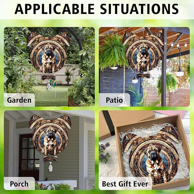 Mastiff Dog Ears Wind Spinner, Mastiff Wind Spinner Hanging for Yard and Garden V02