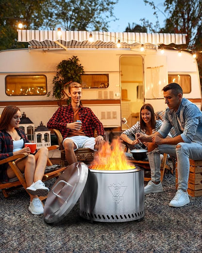 YEFU Fire Pit Lid for Solo Stove Bonfire 19.5 Inch, Portable 304 Stainless Steel Cover Accessory for 19" Outdoor Firepit, Waterproof Anti-Dust and All-Weather Resistant