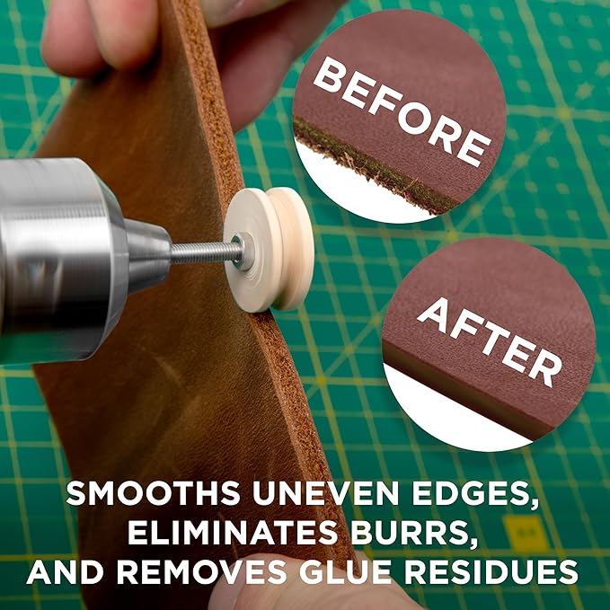 Shkira Set of 12 Leather Edge Burnishing Bits for Rotary Tools - Leather Polishing Bits - Leather Working Tools - Perfect for Sanding, Polishing, Grinding Leather Edges & Burrs